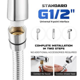 2Pcs Flexible Shower Hose, Extended Reinforced Braided Design, Universal G1/2in Connector for Simple V1369-AZ3-W-12587
