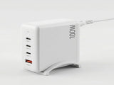 Devanti USB C Charger 100W Fast Charger 4 Port GaN Desktop Station White UCC-100W-WH