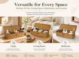 1Pcs Rectangular Small Woven Shelf Baskets with Lid 3 Compartment Storage Woven Basket for Bathroom V1192-AZ-W-18011