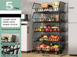 CARLA HOME Metal 5-Tier Rolling Vegetable and Fruit Basket Cart Stand for Kitchen V178-36139