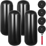 Boat Fenders, 10" x 28" Ribbed Fender, 4 Pack Bumpers, Hole Through Middle Ribbed Inflatable V952-DNB10X28YCBHQHS01V0