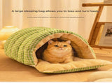 M size Pink Plaid Cave Bed Winter Warm Enclosed Pet House Cozy Sleeping Bag Semi-Enclosed V888-ELOSUNG50372
