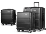 Wanderlite 3Set 20-24-28 Inch with TSA Lock Spinner Travel Suitcase Carry On Hard Shell LUG-ABS-LINE-3SET-BK