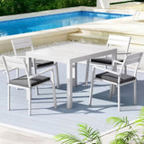 Gardeon Outdoor Dining Set 5 Piece Aluminum Extendable Table Setting White FF-DINING-5CLS-WH-ABC