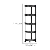 5 Tier Standing Corner Shower Caddy, Movable Storage Organizer With Wheels, Multi-functional Tiered V1366-AZ2-W-12405