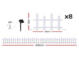 Jingle Jollys 3m Solar Christmas Fence Lights Outdoor Garden Path Decor Multicolour 8pc XMAS-MOT-FENCE-MC