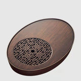 Oval Kungfu Bamboo Tea Tray Table Box with Water Storage for Gongfu Tea Set V1192-AZ-W-2549