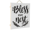Handcrafted Monochrome Bless Our Nest Wall Art 30x2cm V637-33777WAL