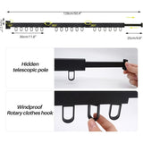 3 Tier Extendable Wall Clothes Drying Rack For Balcony And Bathroom Black Foldable Wall V1188-MS-227-1920