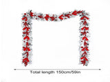 Red and White Flocking Holiday Wreath, swag, Garland, Christmas Wreath for Front Door - Xmas V1192-AZ-W-21071