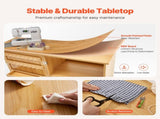 Folding Sewing Table with Lockable Wheels Shelves Trays Door Wood Color V952-FRZJYXXKZDBH6WYM1V0