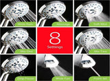 AquaCare High Pressure 8-mode Handheld Shower Head - Anti-clog Nozzles, Built-in Power Wash to Clean V1258-DP02-WO-683