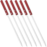 6-Piece Stainless Steel BBQ Skewers Set, 40cm x 1.5cm Brown Grill Sticks for Outdoor Cooking and V1369-AZ3-W-15803