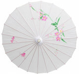 12x PARASOL UMBRELLA Chinese Japanese Bamboo Flower Pattern 80cm Large BULK - White V563-BR-12PARUMBRLA-WHT