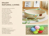 L Size Handwoven Natural Rattan Cat Bed and Scratcher - Washable Low-Mess Round Nest with Green V888-ELOSUNG55099-9
