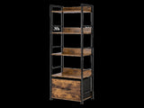 Levede Bookshelf Narrow Bookcase 5 Tier Storage with Drawer Living Room Brown CH1188-5-AU