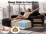 Artiss Sofa Bed Lounge Chair Sleeper Couch Chaise Single Seater Faux Fur Black SB-COMP-CHA-CH-BK