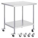 Stainless Steel Work Table 30 x 18 x 38 Inch, with 4 Wheels, 3 Adjustable Height Levels, Heavy Duty V952-CFBXGGZTLCDJB9CR8V0