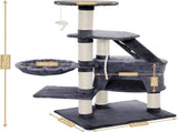 CARLA HOME 120cm Cat Tree for Indoor with Condo, Hammock & Plush Perchfor for Kittens & Adult V178-36377