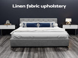 Artiss Bed Frame Queen Size Gas Lift Grey VILA EMERALDPACKAGE-GY-34Q