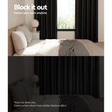Artiss 2X Blockout Curtains Eyelet 180x213cm Black Shine BC-SHINE-180X213-BK