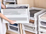 Stackable Storage Basket Plastic Large Open Drawer Wardrobe Cloth Container for Bedroom Living Room V1294-YM0716-3117220101711