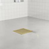 10x10cm Square Shower Drain with Grid Pattern Grate Brushed Gold 304SS, CUPC Certified with Hair V63-955581