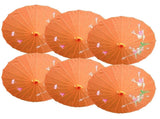 6x PARASOL UMBRELLA Chinese Japanese Bamboo Flower Pattern 80cm Large BULK - Orange V563-6XBR-PARUMB-ORG