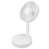USB Desktop Fan Foldable Rechargeable Battery Makeup Mirror Function Bottom Silicone 3 Speeds White V1294-YM0523-3113220054311