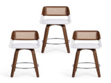 Artiss Wooden Bar Stools Set of 3 Swivel Kitchen Counter Stool Chair 60cm Seat Height BA-B-0369-RAT-WHX3