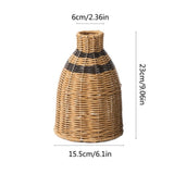 Handwoven Rattan Vase, Natural Wicker Decorative Vase, Boho Rustic Woven Flower Vase for Tabletop V1192-AZ-W-19574