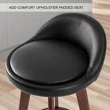 2X Wooden Bar Stool Dining Chair Leather LEILA 72cm BLACK BROWN V274-FT-WBSPVC-82BK2-BNP