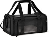 L Black Portable Foldable Pet Carrier Bag - Large Capacity Travel Carrier for 2 Small Pets, V888-ELOSUNG13129