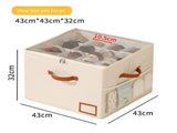 Premium Heavy Duty Shoe Storage Box 16 Grids Beige 43cm Cube Foldable Fabric Wardrobe Organiser with V888-ELOSUNG41555
