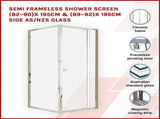 Semi Frameless Shower Screen x 195cm Side AS/NZS Glass V63-828691