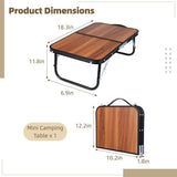 Compact Mini Camping Table, Walnut Wood Folding Side Low Table for Camp, Portable Table for Picnic V1369-AZ3-W-08548