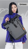 Roll-Top Backpack Travel Backpack Water-Resistant Backpack Unisex Backpack - Black - Size M V1347-127-40736-BLK-M