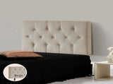 Linen Fabric Single Bed Deluxe Headboard Bedhead - Beige V63-821453