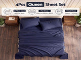 Giselle Queen 500TC Cotton 4Pcs Sheet Set with 40cm Extra Deep Pocket for Thick Mattresses Sateen SHEETSETS-TC5-NB-Q