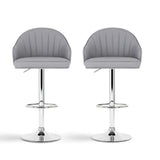 Artiss 2x Bar Stools Kitchen Swivel Gas Lift Counter Chair Shell Leather Grey BA-K-256-GYX2