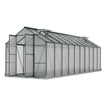 Green Fingers Greenhouse 6.3x2.44x2.1M Aluminium Polycarbonate Green House Garden Shed GH-ALU-B-630X244X210-GN-AB