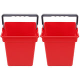 2Pcs Red Plastic Mop Bucket for Home Use with Handle V1366-AZ2-W-13600