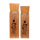 Set 2 Nested Square Pillar Rust 'Hearts' Panters 93cm, 86cm V637-48103PLN