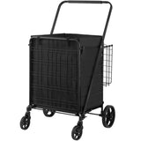 VEVOR Folding Shopping Cart Rolling Grocery Cart with Double Baskets 330 LBS V952-XYCZDST330186UI5MV0