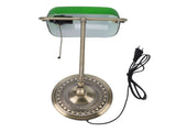 Vintage Desk Lamp Plug In Table Lamp with Green Glass Shade Pull Chain Switch for Home Bedroom Study V1294-YM0901-3119260009011