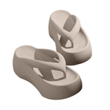 Sandals, 7CM Thick Sole Height-Increasing Flip Flops for Women, Summer Comfort Sandals for Beach & V1107-957-31224-BLK5
