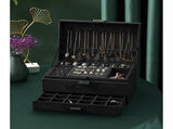 Black Jewelry Box with Key Lock and Multiple Compartments Blackyux V1188-YU108C-06545-1