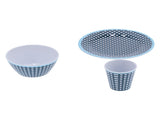 12Pcs/Set Tableware Set Dark Blue Grid Melamine Cup Bowl Plate for Home Restaurant Kitchen V1294-YM0901-3118210179311