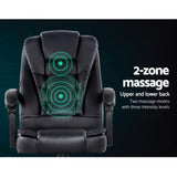 Artiss 2 Point Massage Office Chair PU Leather Black MOC-09M-2P-BK