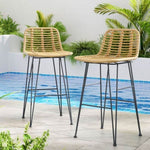 Gardeon 2 Piece Outdoor Bar Stools Wicker Dining Rattan Chair ODF-BA-TW-RATTAN-NA-X2